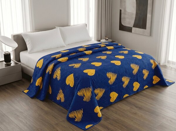 Pregrinjalo za posteljo GOLBINO, temno modro Dimenzije: 170 x 210 cm