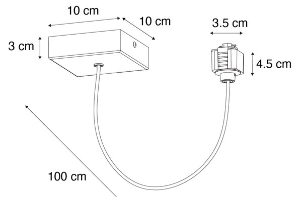 Adapter za visečo svetilko s kvadratno montažno ploščo za 1-fazno tirnico bela