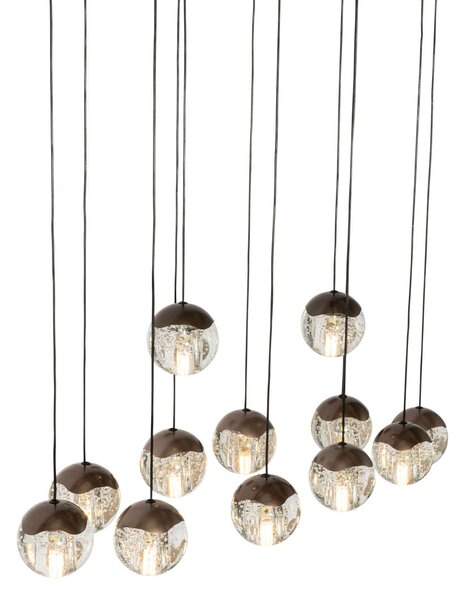 Hanglamp donker brons met glas base + 6pcs - Inge