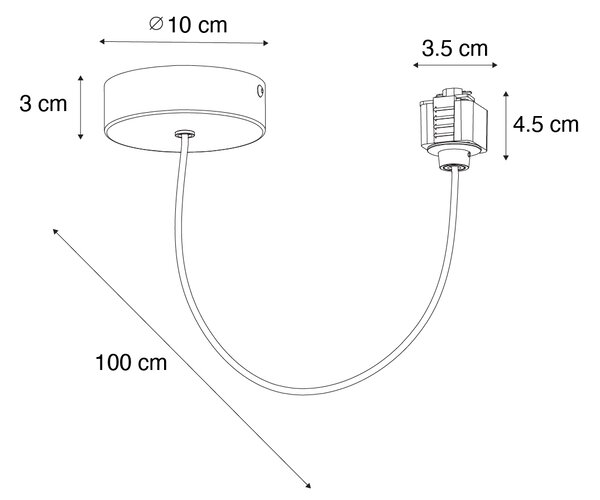 Adapter za visečo svetilko s krožno montažno ploščo za 1-fazno tirnico bela