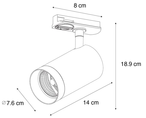 Moderni črni reflektor za enofazni tračni sistem 70 mm - Iconic Jeana Luxe