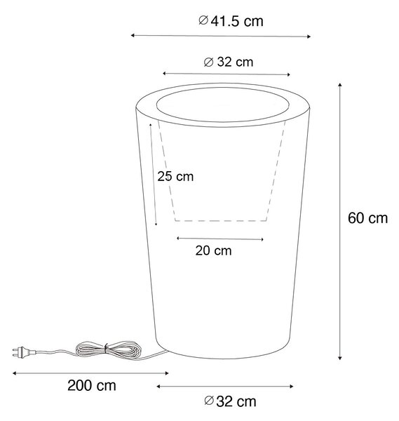 Zunanja talna svetilka bela 60 cm cvetlični lonec IP44 - Verano