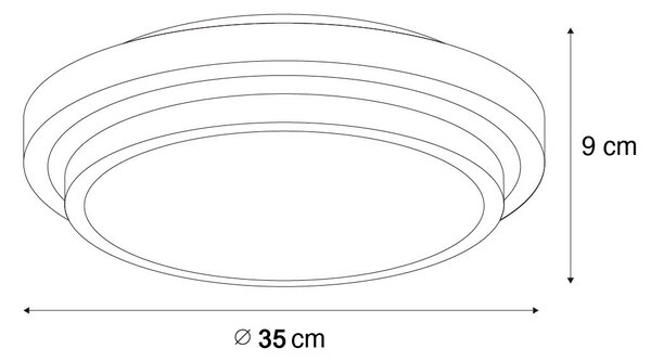 Sodobna stropna svetilka črna z belo 35 cm IP44 - Walden