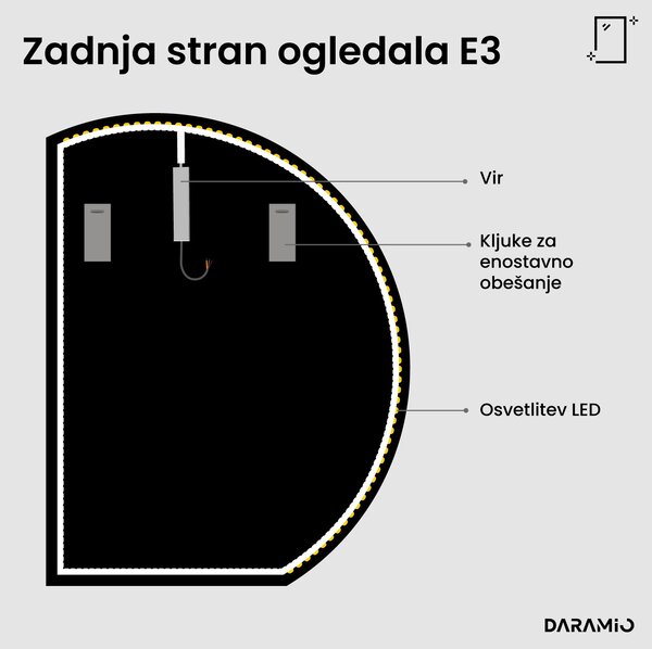 Okroglo ogledalo z LED osvetlitvijo E3