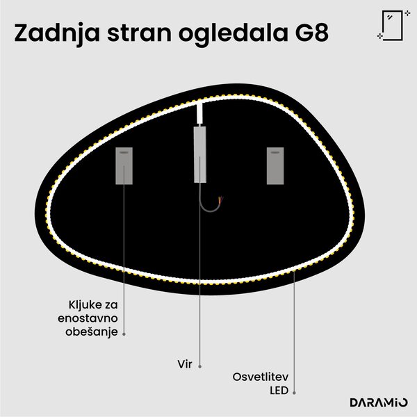 Netipično ogledalo z LED osvetlitvijo G8