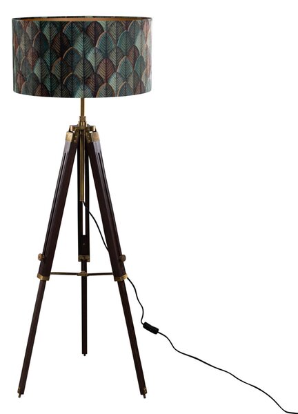 Vloerlamp messing met velours lampenkap blad dessin met gouden binnenkant 50/50/25 - Simplo