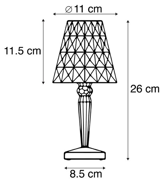 Namizna svetilka prozorna, vključno z LED IP54 polnilno - Crystal