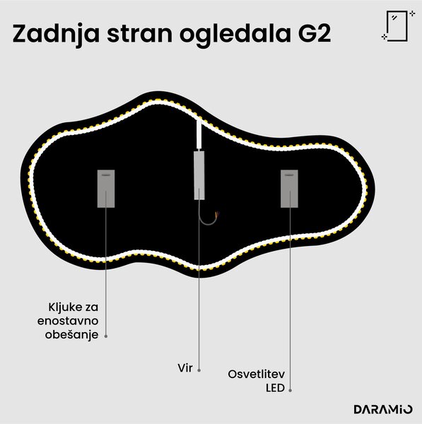 Netipično ogledalo z LED osvetlitvijo G2