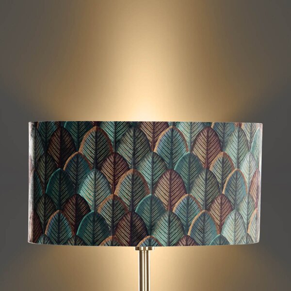 Vloerlamp messing met ovale velours kap blad design 50cm - Simplo