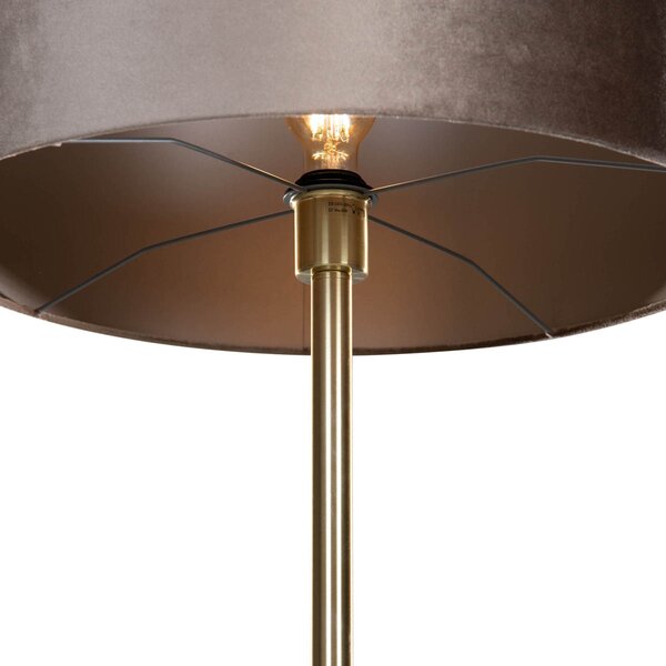 Vloerlamp messing met velours kap taupe 50cm - Simplo