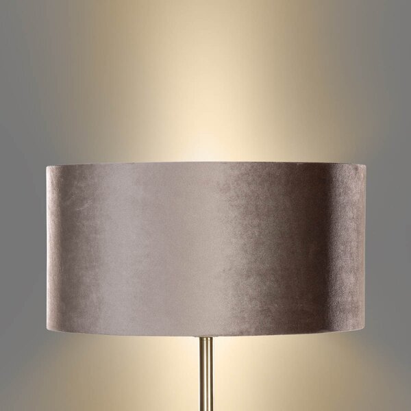 Vloerlamp messing met velours kap taupe 50cm - Simplo