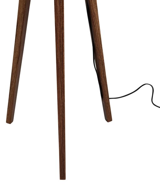 Vloerlamp tripod walnoot hout met velours kap groen 50cm - Tripod Classic