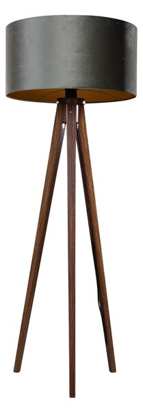 Vloerlamp tripod walnoot hout met velours kap groen 50cm - Tripod Classic