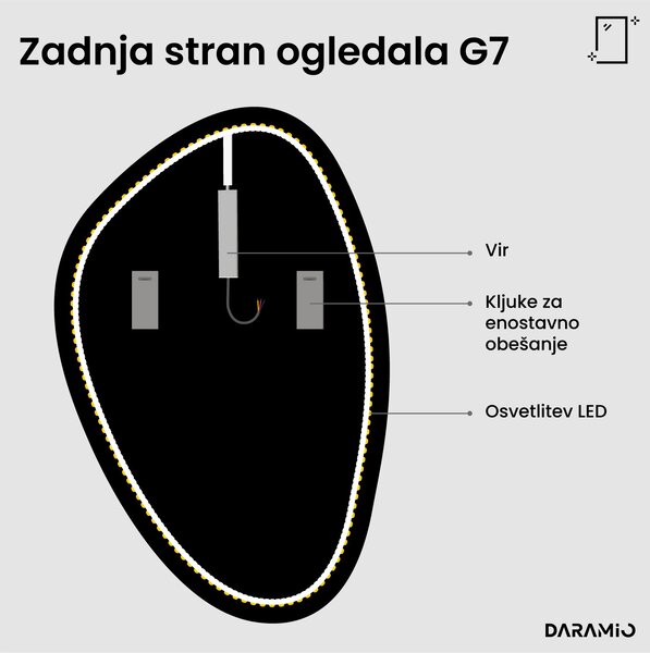 Netipično ogledalo z LED osvetlitvijo G7