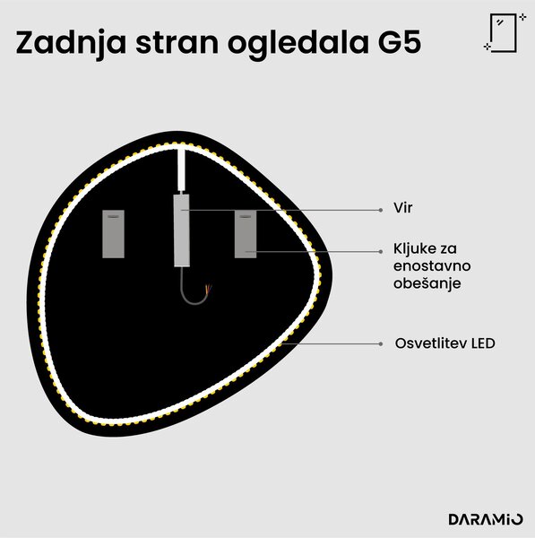 Netipično ogledalo z LED osvetlitvijo G5