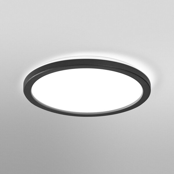 OSRAM LED stropna svetilka ORBIS ULTRA SLIM, črna, Ø 24 cm dim, zatemnjen, Črna, Dnevna soba / jedilnica, Plastika, Sodobni