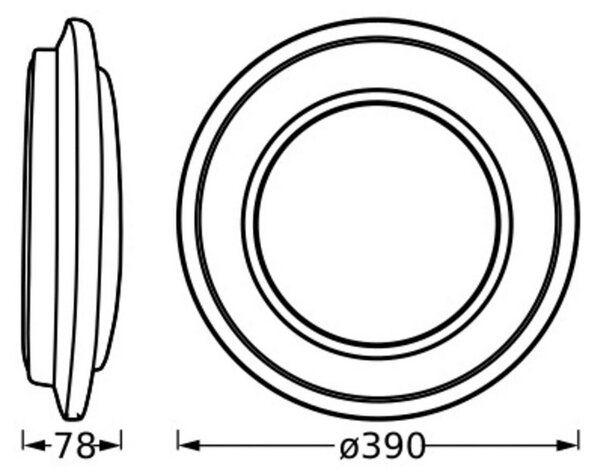 OSRAM LED stropna svetilka ORBIS BERLIN, črna Ø 39 cm kovina, Črna, Dnevna soba / jedilnica, Kovina, Sodobni