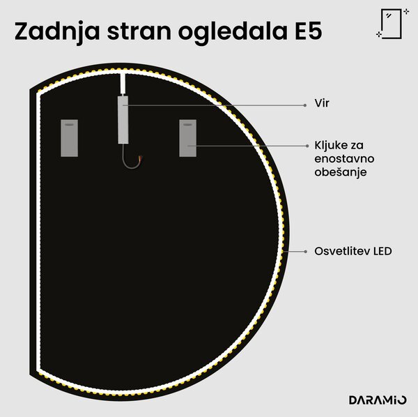 Okroglo ogledalo z LED osvetlitvijo E5
