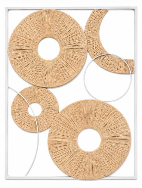 Stenska dekoracija CIRCLES kovinska 48x68 cm, bela / bež