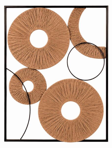 Stenska dekoracija CIRCLES kovinska 48x68 cm, črna / rjava
