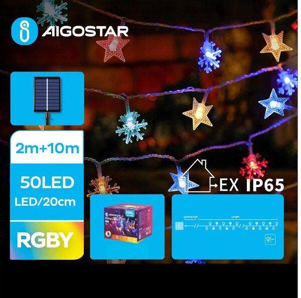 Aigostar - LED Solarna božična veriga 50xLED/8 funkcij 12m IP65 multicolor