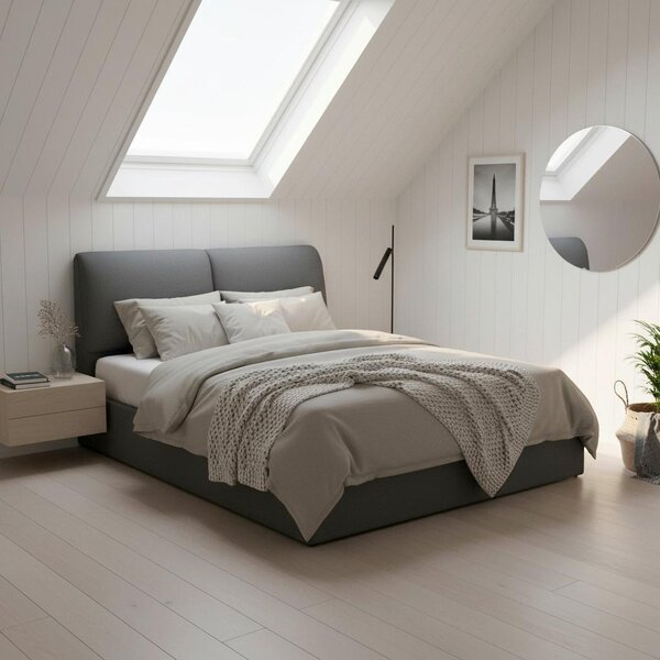 Bessagi Home Oblazinjena Postelja Perla, Temno Siva, 180x200