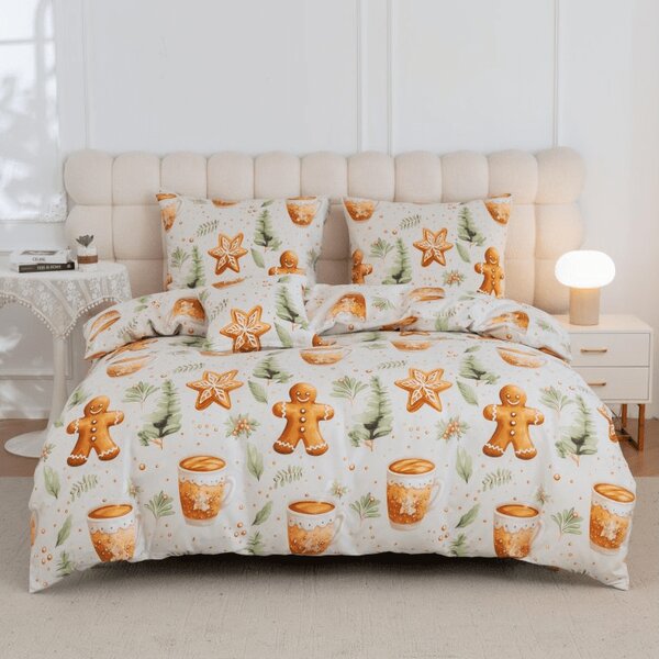 Posteljnina iz mikrovlaken WINTER GINGERMAN bela Dimenzije posteljnine: 2 kom 70 x 90 cm | 200 x 220 cm
