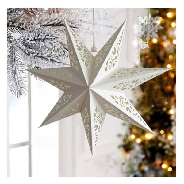 Božična papirnata sedemkraka zvezda STARLET DELUXE 35 cm, bela