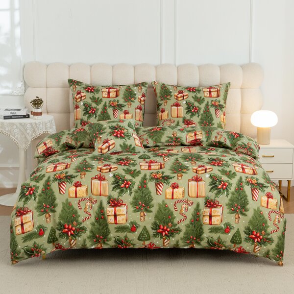 Posteljnina iz mikrovlaken CHRISTMAS PRESENTS zelena Dimenzije posteljnine: 70 x 90 cm | 140 x 200 cm