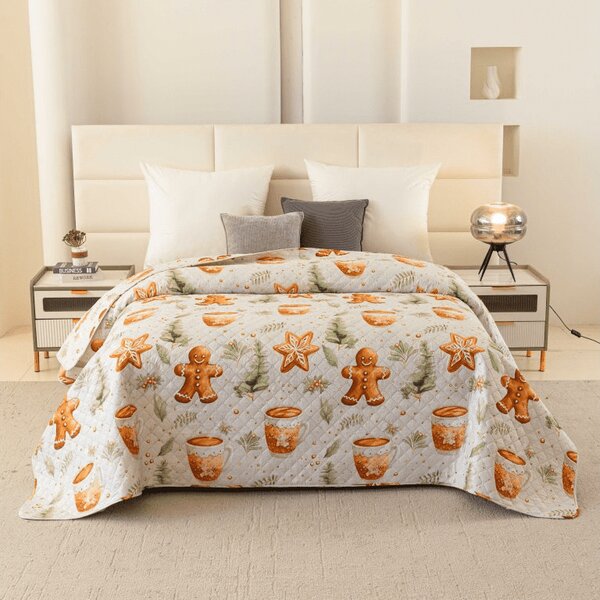 Pregrinjalo za posteljo WINTER GINGERMAN, belo Dimenzije: 170 x 210 cm