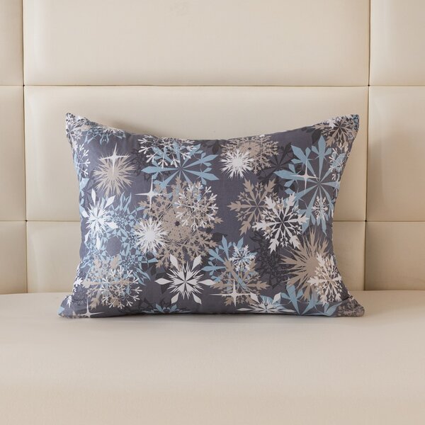 Prevleka za vzglavnik iz mikrovlaken SNOWFLAKE 70x90 cm, modro-siva