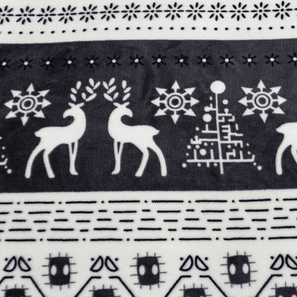 Set posteljnine mikropliš WINTER DEER siva + rjuha mikropliš SOFT 90x200 cm bela, enojna postelja
