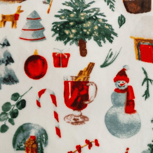 Set posteljnine mikropliš FESTIVE MAGIC bele + rjuha mikropliš SOFT 180x200 cm bela, zakonska postelja