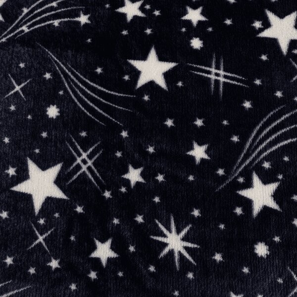 Set posteljnine mikropliš STARLIGHT temno modra + rjuha mikropliš SOFT 90x200 cm bela, enojna postelja