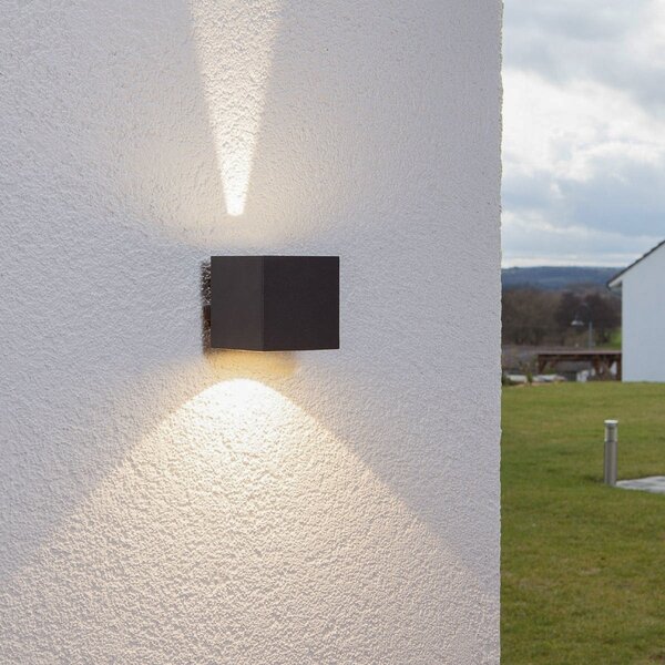 Lucande LED zunanje stensko svetilo Jarno, antracit, kovina, 9 cm, Črna, Kovina, Sodobni