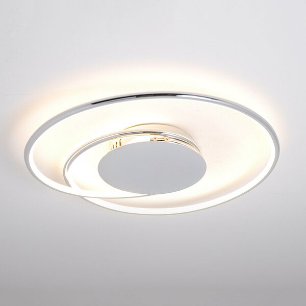 Lindby LED stropna svetilka Joline, Ø 45 cm, krom barva, kovina, Kovinska, Dnevna soba / jedilnica, Kovina, Sodobni