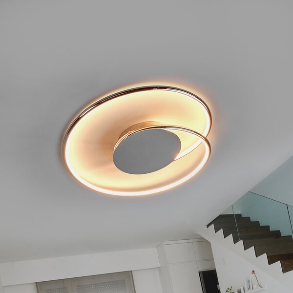 Lindby LED stropna svetilka Joline, Ø 45 cm, krom barva, kovina, Kovinska, Dnevna soba / jedilnica, Kovina, Sodobni