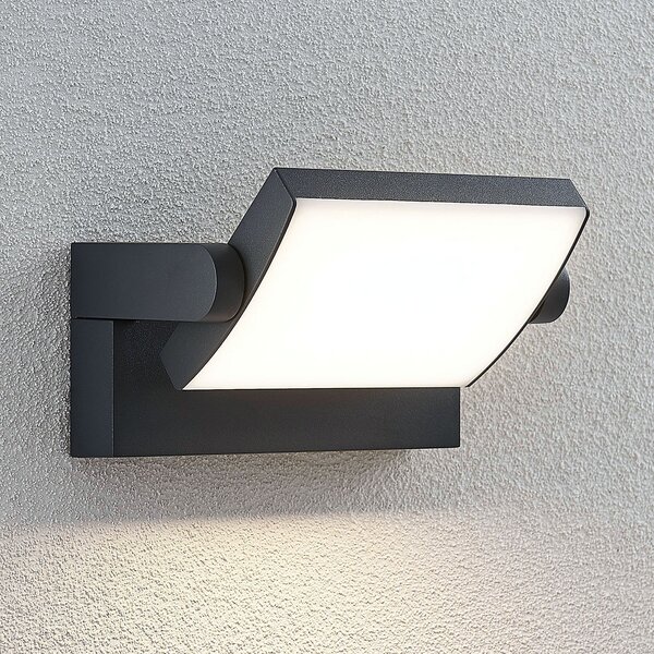 Lindby LED-stenna svetilka za zunanjo uporabo Sherin, antracitna, z, Črna, Aluminij, Sodobni