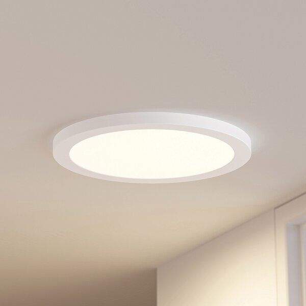 PRIOS Prios LED stropna svetilka Aureka, detektor gibanja, Ø 33 cm, bela, Bela, Dnevna soba / jedilnica, Aluminij, Sodobni, Okrogli neposredni strop