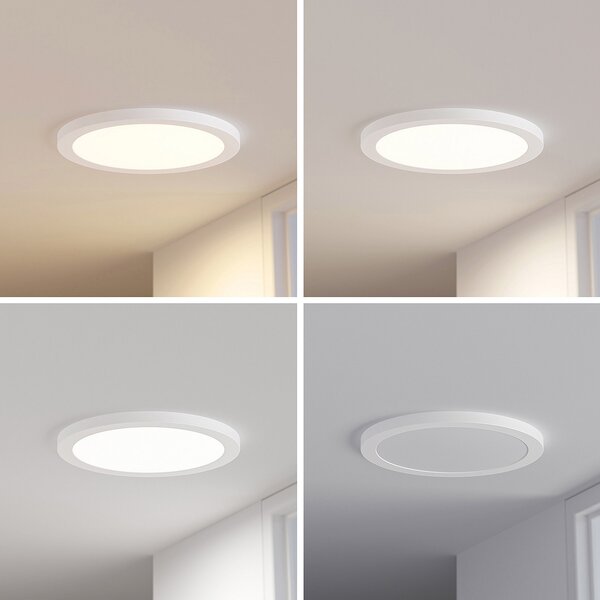 PRIOS Prios LED stropna svetilka Aureka, detektor gibanja, Ø 33 cm, bela, Bela, Dnevna soba / jedilnica, Aluminij, Sodobni, Okrogli neposredni strop