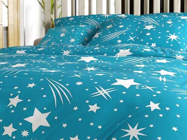 Posteljnina iz polibombaža NIGHT SKY POLY turkizna Dimenzije posteljnine: 70 x 90 cm | 140 x 200 cm