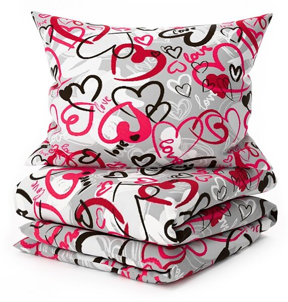 Posteljnina iz polibombaža STREET LOVE POLY sive barve Dimenzije posteljnine: 70 x 90 cm | 140 x 200 cm
