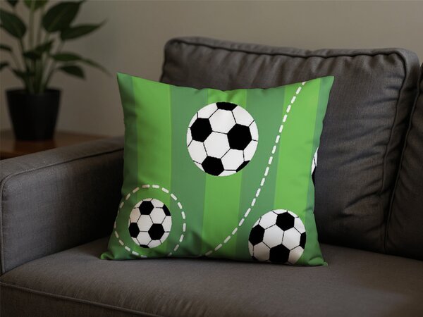 Prevleka za vzglavnik iz polibombaža FOOTBALL TIME POLY 45x45 cm, zelena