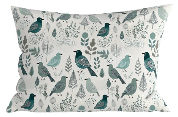 Prevleka za vzglavnik iz polibombaža LEAFBIRD POLY 50x70 cm, belo-zelena