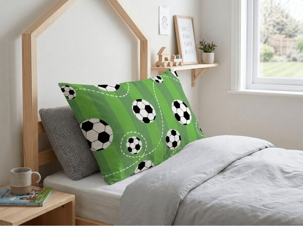 Prevleka za vzglavnik iz polibombaža FOOTBALL TIME POLY 70x90 cm, zelena
