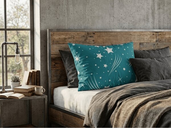 Prevleka za vzglavnik iz polibombaža NIGHT SKY POLY 70x90 cm, turkizna