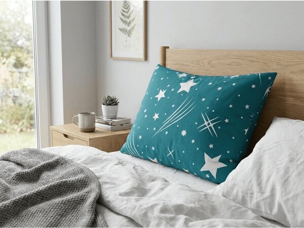 Prevleka za vzglavnik iz polibombaža NIGHT SKY POLY 50x70 cm, turkizna