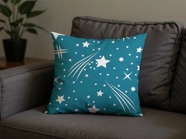 Prevleka za vzglavnik iz polibombaža NIGHT SKY POLY 45x45 cm, turkizna