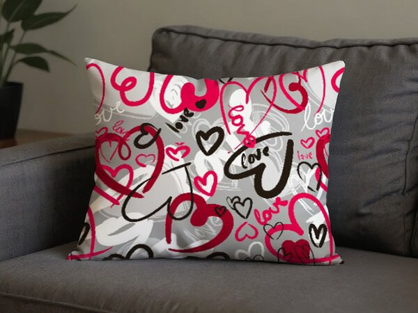 Prevleka za vzglavnik iz polibombaža STREET LOVE POLY 50x70 cm, siva