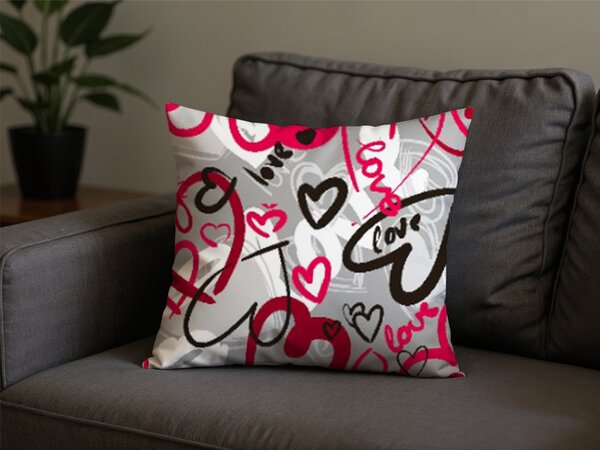 Prevleka za vzglavnik iz polibombaža STREET LOVE POLY 45x45 cm, siva
